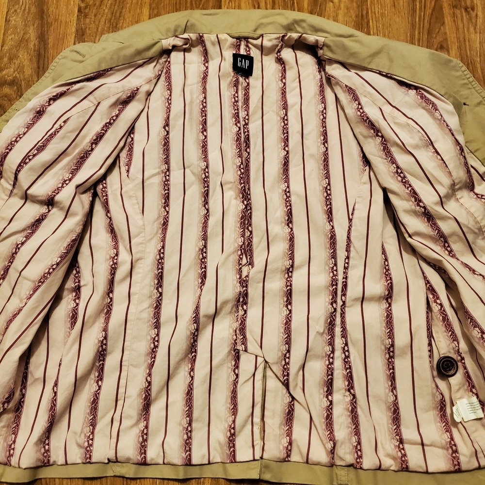 Vintage GAP Utility Field Jacket Women XL Tan Cotton Floral Lined Button Up Y2K - Picture 4 of 10